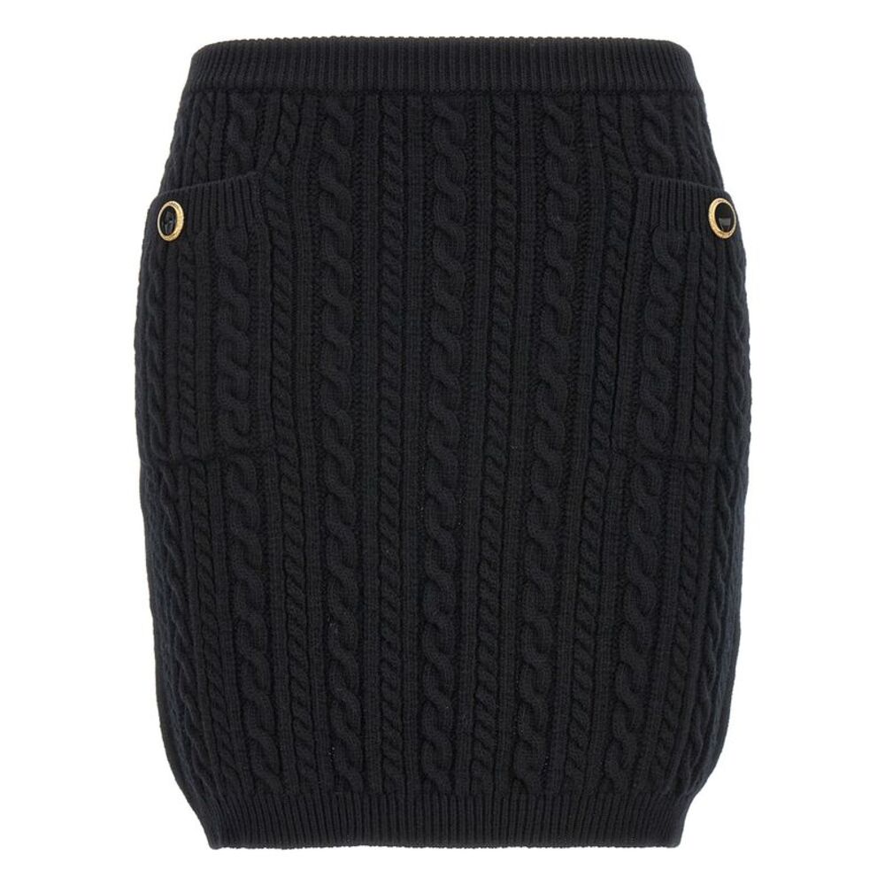 Alessandra Rich Black Wool Long Women's Skirt